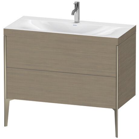 Duravit XViu 39" x 39" x 19" Two Drawer C-Bonded Floorstanding Vanity Kit With One Tap Hole, Oak Terra (XV4711OB135C)