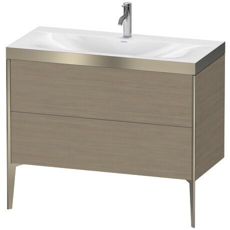 Duravit XViu 39" x 39" x 19" Two Drawer C-Bonded Floorstanding Vanity Kit With One Tap Hole, Oak Terra (XV4711OB135P)