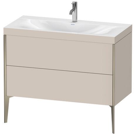 Duravit XViu 39" x 39" x 19" Two Drawer C-Bonded Floorstanding Vanity Kit With One Tap Hole, Taupe (XV4711OB191C)