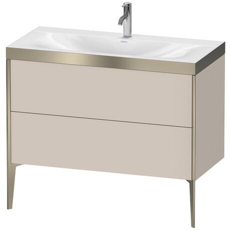 Duravit XViu 39" x 39" x 19" Two Drawer C-Bonded Floorstanding Vanity Kit With One Tap Hole, Taupe (XV4711OB191P)