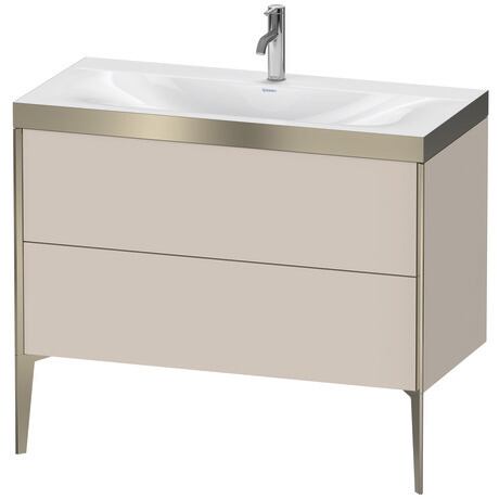 Duravit XViu 39" x 39" x 19" Two Drawer C-Bonded Floorstanding Vanity Kit With One Tap Hole, Taupe (XV4711OB191P)