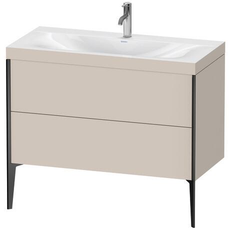 Duravit XViu 39" x 39" x 19" Two Drawer C-Bonded Floorstanding Vanity Kit With One Tap Hole, Taupe (XV4711OB291C)