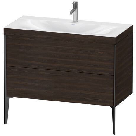 Duravit XViu 39" x 39" x 19" Two Drawer C-Bonded Floorstanding Vanity Kit With One Tap Hole, Walnut Brushed (XV4711OB269C)