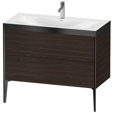 Duravit XViu 39" x 39" x 19" Two Drawer C-Bonded Floorstanding Vanity Kit With One Tap Hole, Walnut Brushed (XV4711OB269P)