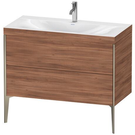 Duravit XViu 39" x 39" x 19" Two Drawer C-Bonded Floorstanding Vanity Kit With One Tap Hole, Walnut (XV4711OB179C)