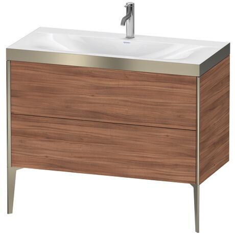 Duravit XViu 39" x 39" x 19" Two Drawer C-Bonded Floorstanding Vanity Kit With One Tap Hole, Walnut (XV4711OB179P)