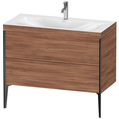 Duravit XViu 39" x 39" x 19" Two Drawer C-Bonded Floorstanding Vanity Kit With One Tap Hole, Walnut (XV4711OB279C)