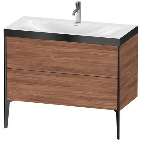 Duravit XViu 39" x 39" x 19" Two Drawer C-Bonded Floorstanding Vanity Kit With One Tap Hole, Walnut (XV4711OB279P)