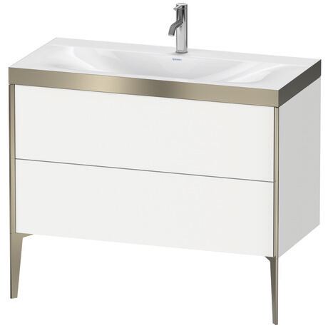 Duravit XViu 39" x 39" x 19" Two Drawer C-Bonded Floorstanding Vanity Kit With One Tap Hole, White (XV4711OB118P)