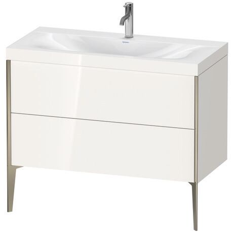 Duravit XViu 39" x 39" x 19" Two Drawer C-Bonded Floorstanding Vanity Kit With One Tap Hole, White (XV4711OB122C)