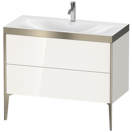 Duravit XViu 39" x 39" x 19" Two Drawer C-Bonded Floorstanding Vanity Kit With One Tap Hole, White (XV4711OB122P)