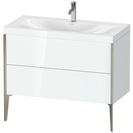 Duravit XViu 39" x 39" x 19" Two Drawer C-Bonded Floorstanding Vanity Kit With One Tap Hole, White (XV4711OB185C)