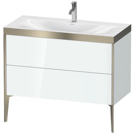 Duravit XViu 39" x 39" x 19" Two Drawer C-Bonded Floorstanding Vanity Kit With One Tap Hole, White (XV4711OB185P)