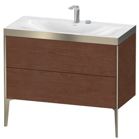 Duravit XViu 39" x 39" x 19" Two Drawer C-Bonded Floorstanding Vanity Kit With Two Tap Holes, American Walnut (XV4711EB113P)
