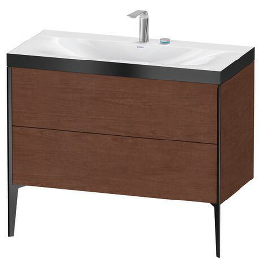 Duravit XViu 39" x 39" x 19" Two Drawer C-Bonded Floorstanding Vanity Kit With Two Tap Holes, American Walnut (XV4711EB213P)