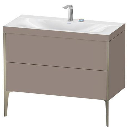 Duravit XViu 39" x 39" x 19" Two Drawer C-Bonded Floorstanding Vanity Kit With Two Tap Holes, Basalt (XV4711EB143C)