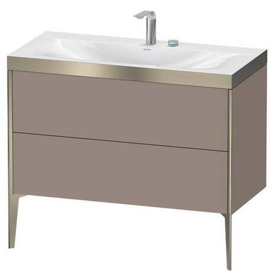 Duravit XViu 39" x 39" x 19" Two Drawer C-Bonded Floorstanding Vanity Kit With Two Tap Holes, Basalt (XV4711EB143P)