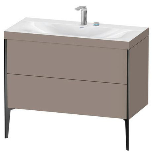 Duravit XViu 39" x 39" x 19" Two Drawer C-Bonded Floorstanding Vanity Kit With Two Tap Holes, Basalt (XV4711EB243C)