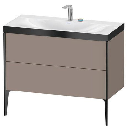 Duravit XViu 39" x 39" x 19" Two Drawer C-Bonded Floorstanding Vanity Kit With Two Tap Holes, Basalt (XV4711EB243P)