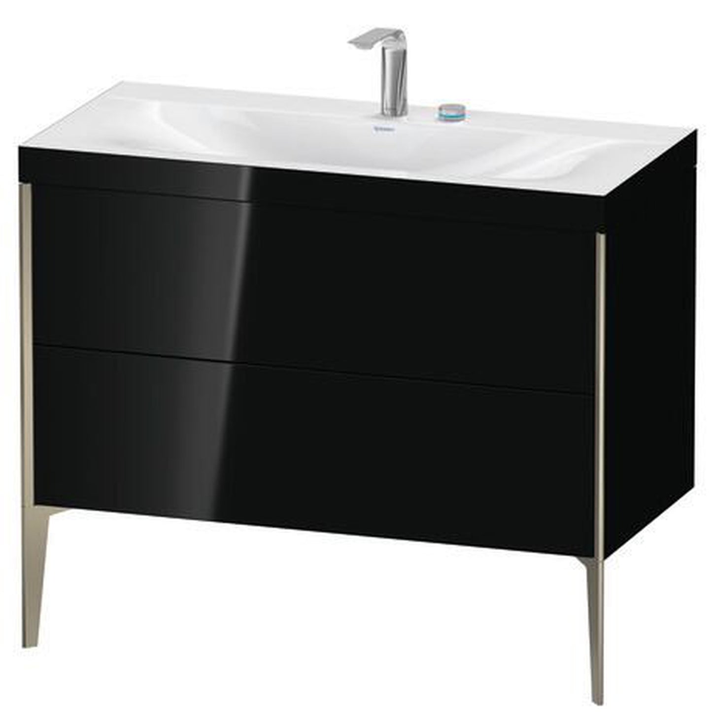 Duravit XViu 39" x 39" x 19" Two Drawer C-Bonded Floorstanding Vanity Kit With Two Tap Holes, Black (XV4711EB140C)
