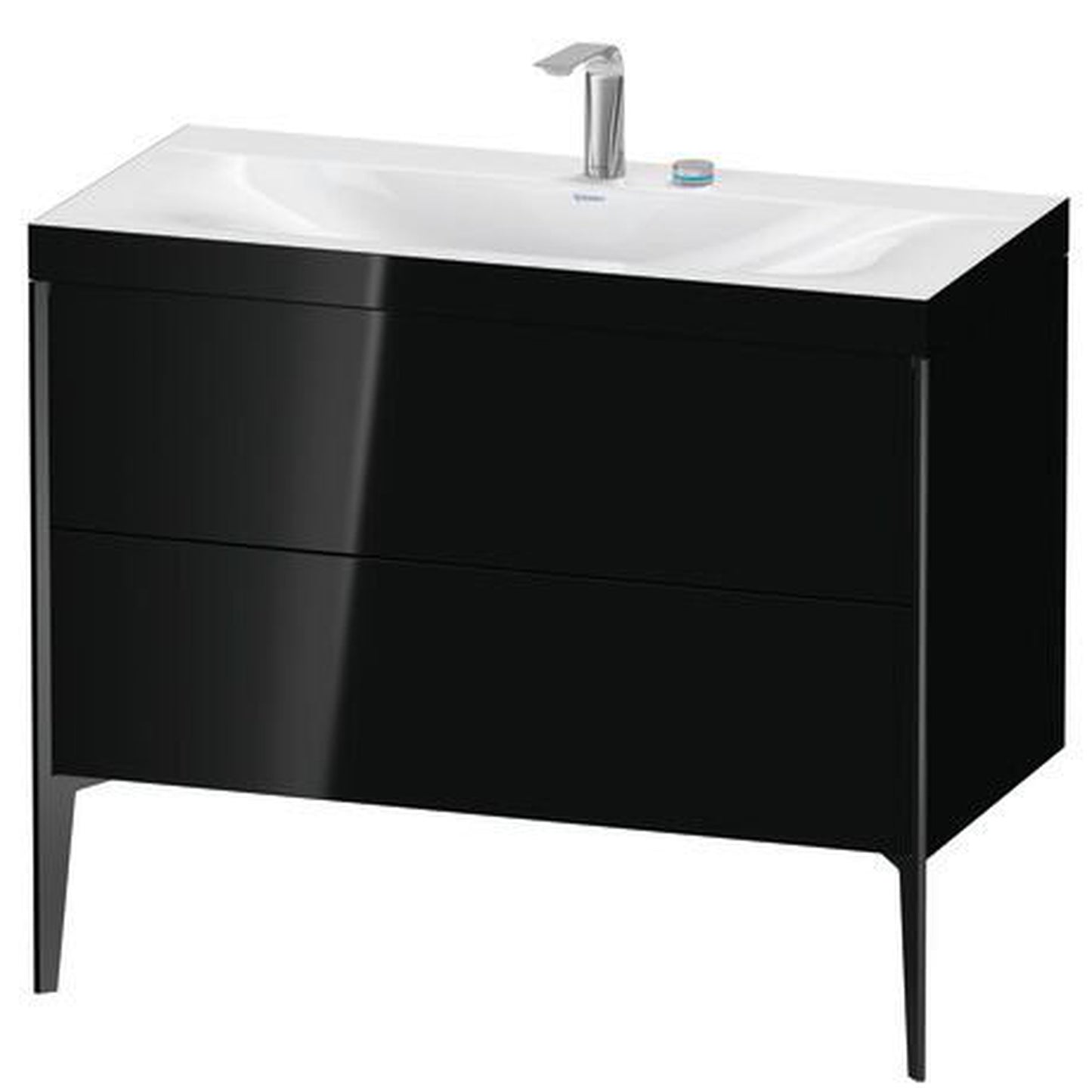 Duravit XViu 39" x 39" x 19" Two Drawer C-Bonded Floorstanding Vanity Kit With Two Tap Holes, Black (XV4711EB240C)