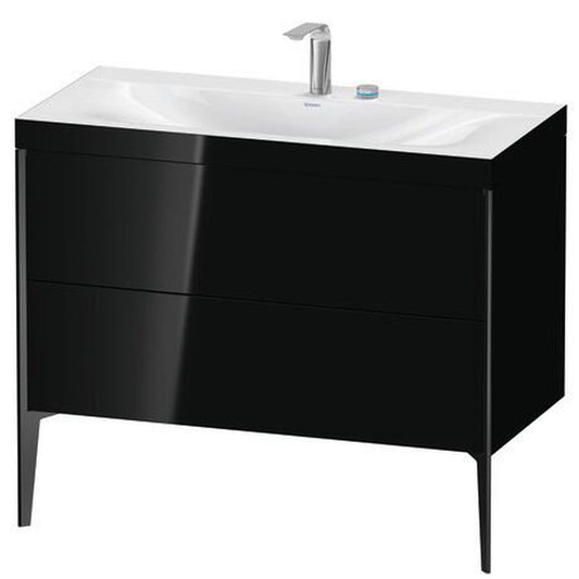Duravit XViu 39" x 39" x 19" Two Drawer C-Bonded Floorstanding Vanity Kit With Two Tap Holes, Black (XV4711EB240C)