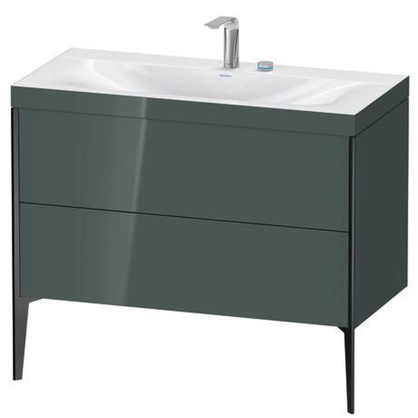 Duravit XViu 39" x 39" x 19" Two Drawer C-Bonded Floorstanding Vanity Kit With Two Tap Holes, Dolomite Gray (XV4711EB238C)