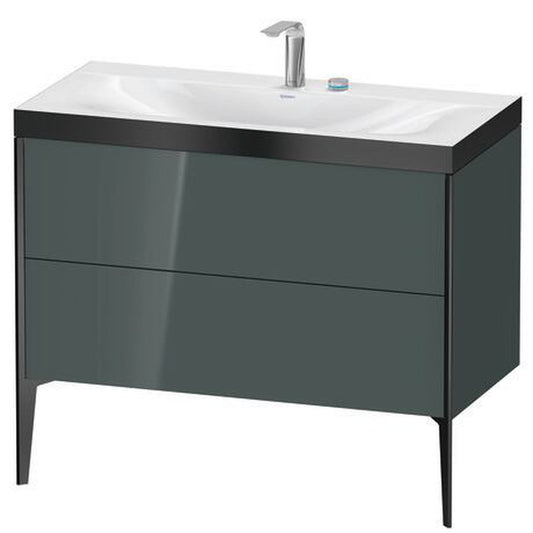 Duravit XViu 39" x 39" x 19" Two Drawer C-Bonded Floorstanding Vanity Kit With Two Tap Holes, Dolomite Gray (XV4711EB238P)