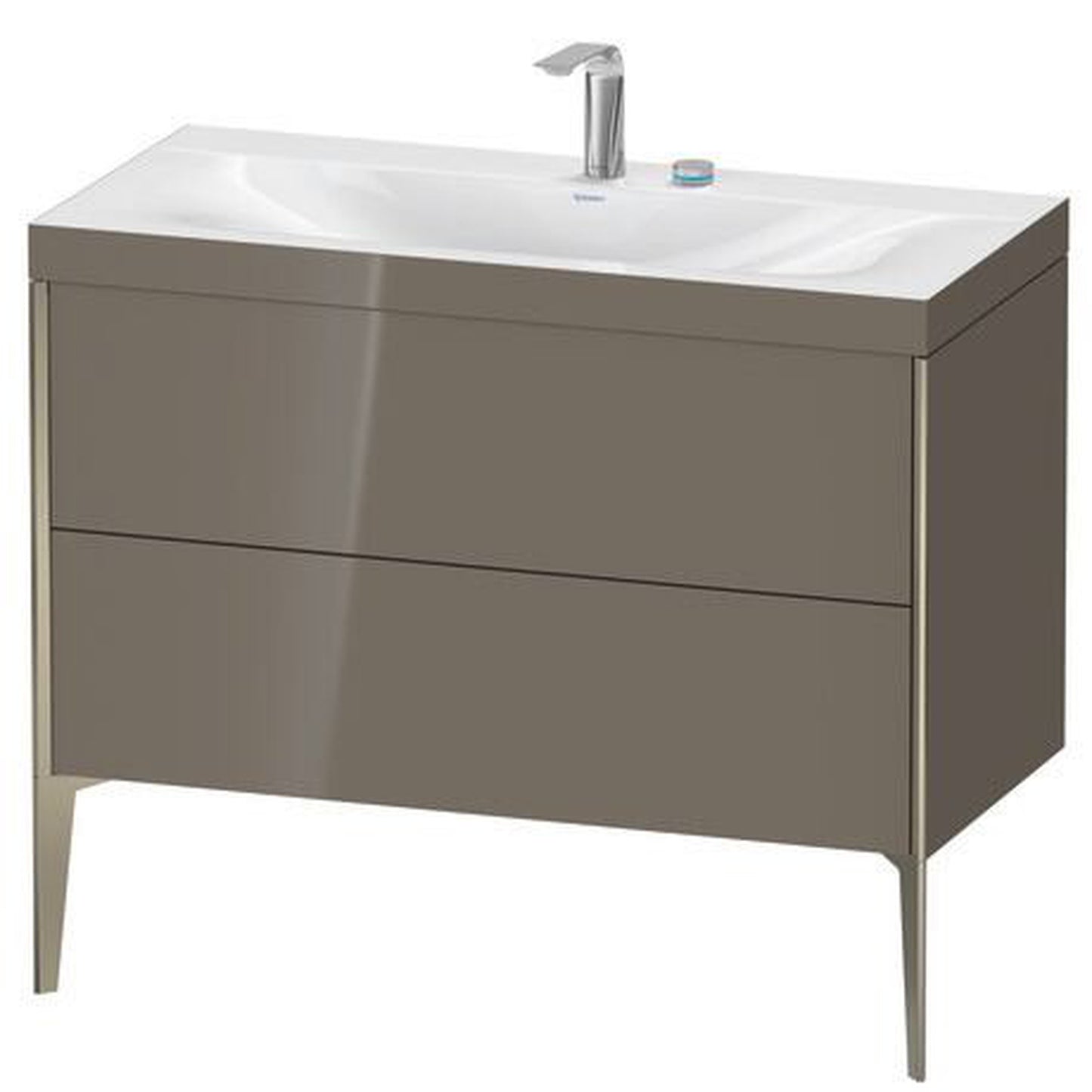 Duravit XViu 39" x 39" x 19" Two Drawer C-Bonded Floorstanding Vanity Kit With Two Tap Holes, Flannel Gray (XV4711EB189C)