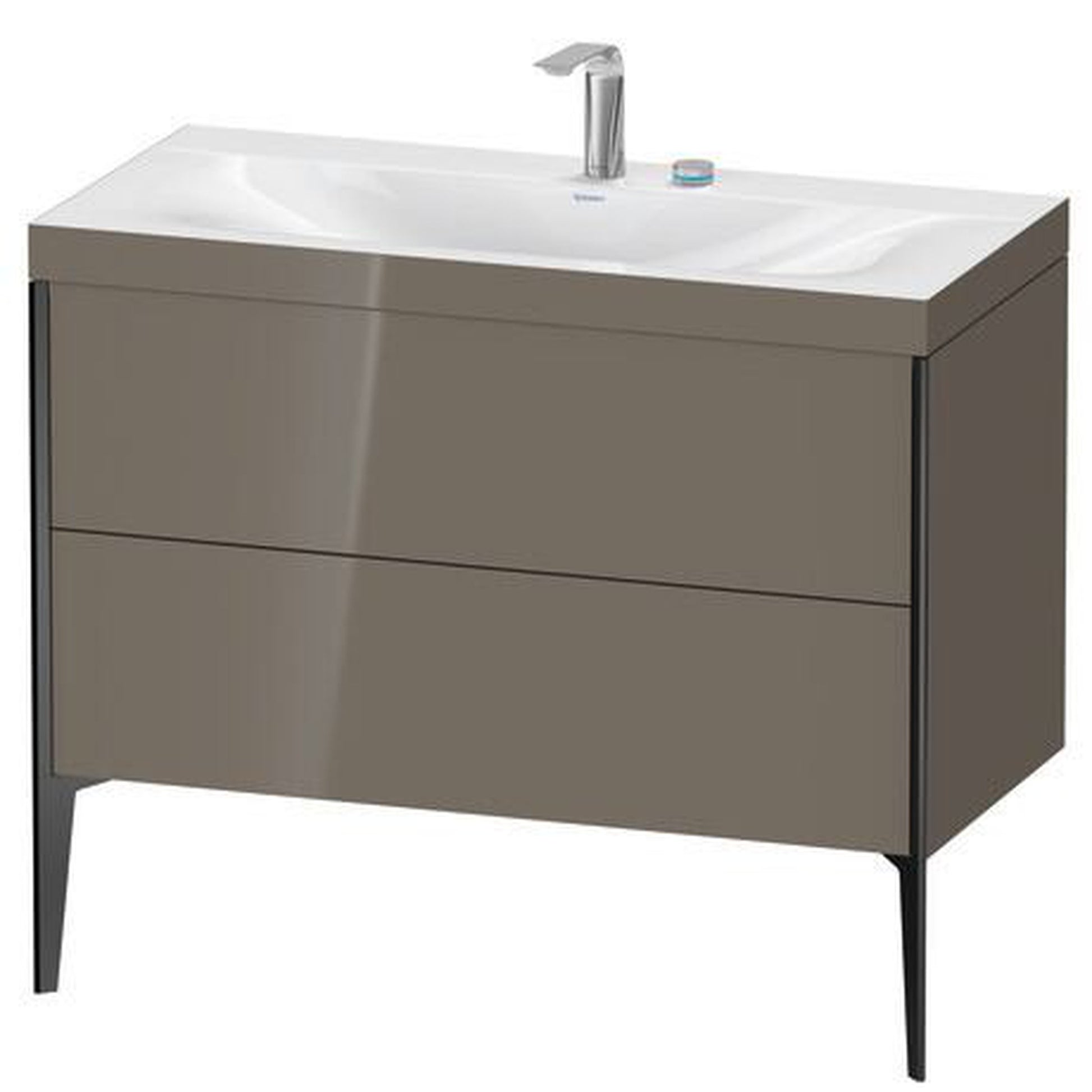 Duravit XViu 39" x 39" x 19" Two Drawer C-Bonded Floorstanding Vanity Kit With Two Tap Holes, Flannel Gray (XV4711EB289C)