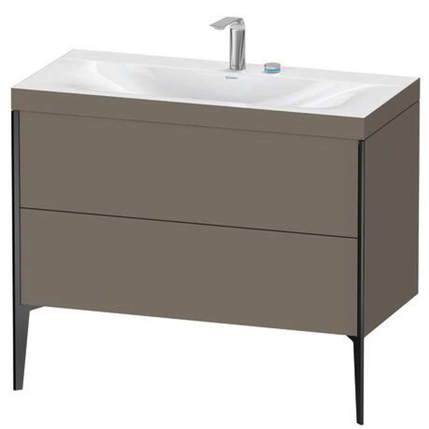 Duravit XViu 39" x 39" x 19" Two Drawer C-Bonded Floorstanding Vanity Kit With Two Tap Holes, Flannel Gray (XV4711EB290C)