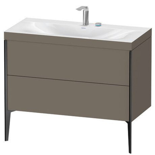 Duravit XViu 39" x 39" x 19" Two Drawer C-Bonded Floorstanding Vanity Kit With Two Tap Holes, Flannel Gray (XV4711EB290C)