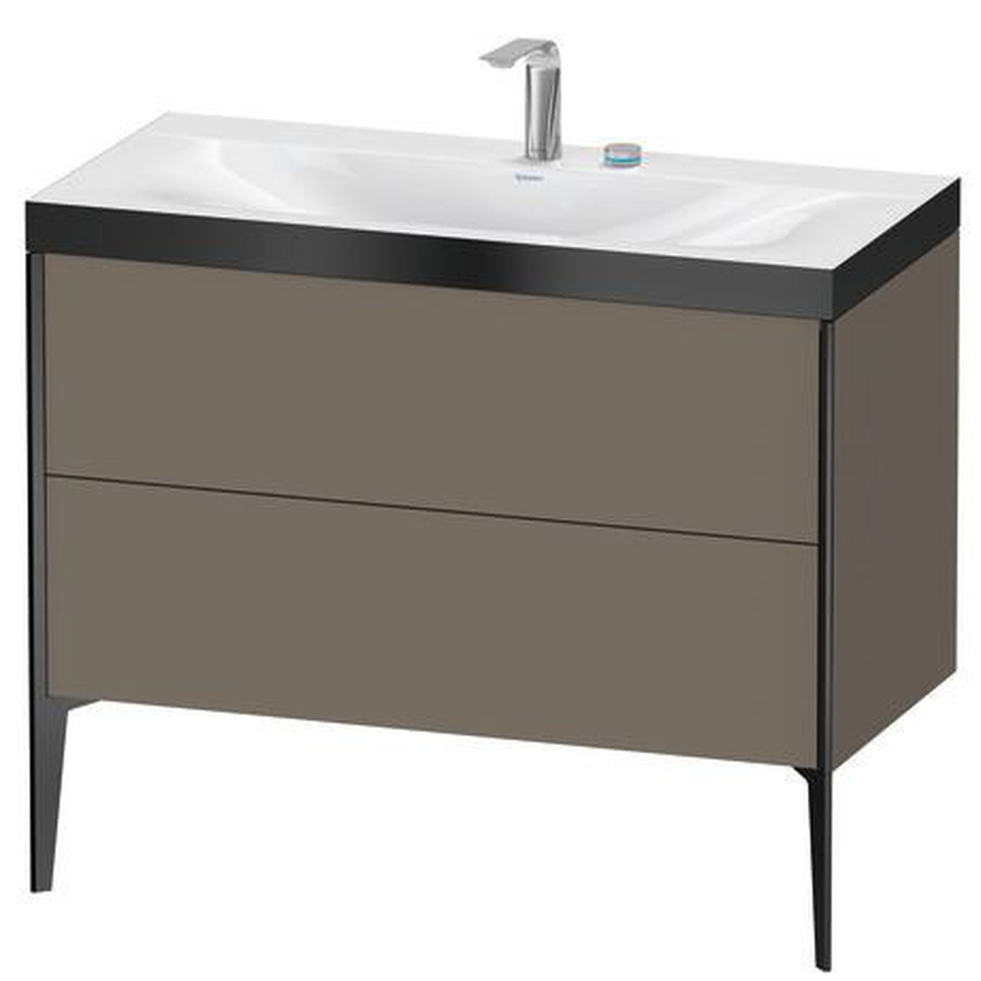 Duravit XViu 39" x 39" x 19" Two Drawer C-Bonded Floorstanding Vanity Kit With Two Tap Holes, Flannel Gray (XV4711EB290P)