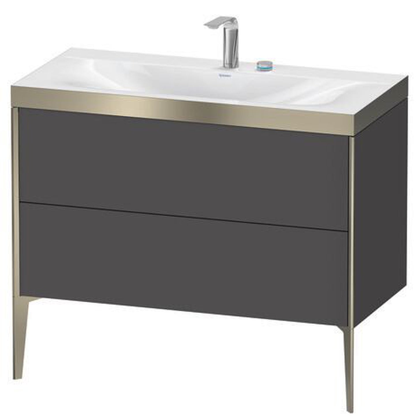 Duravit XViu 39" x 39" x 19" Two Drawer C-Bonded Floorstanding Vanity Kit With Two Tap Holes, Graphite (XV4711EB149P)
