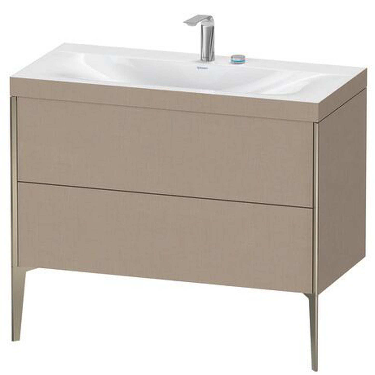 Duravit XViu 39" x 39" x 19" Two Drawer C-Bonded Floorstanding Vanity Kit With Two Tap Holes, Linen (XV4711EB175C)