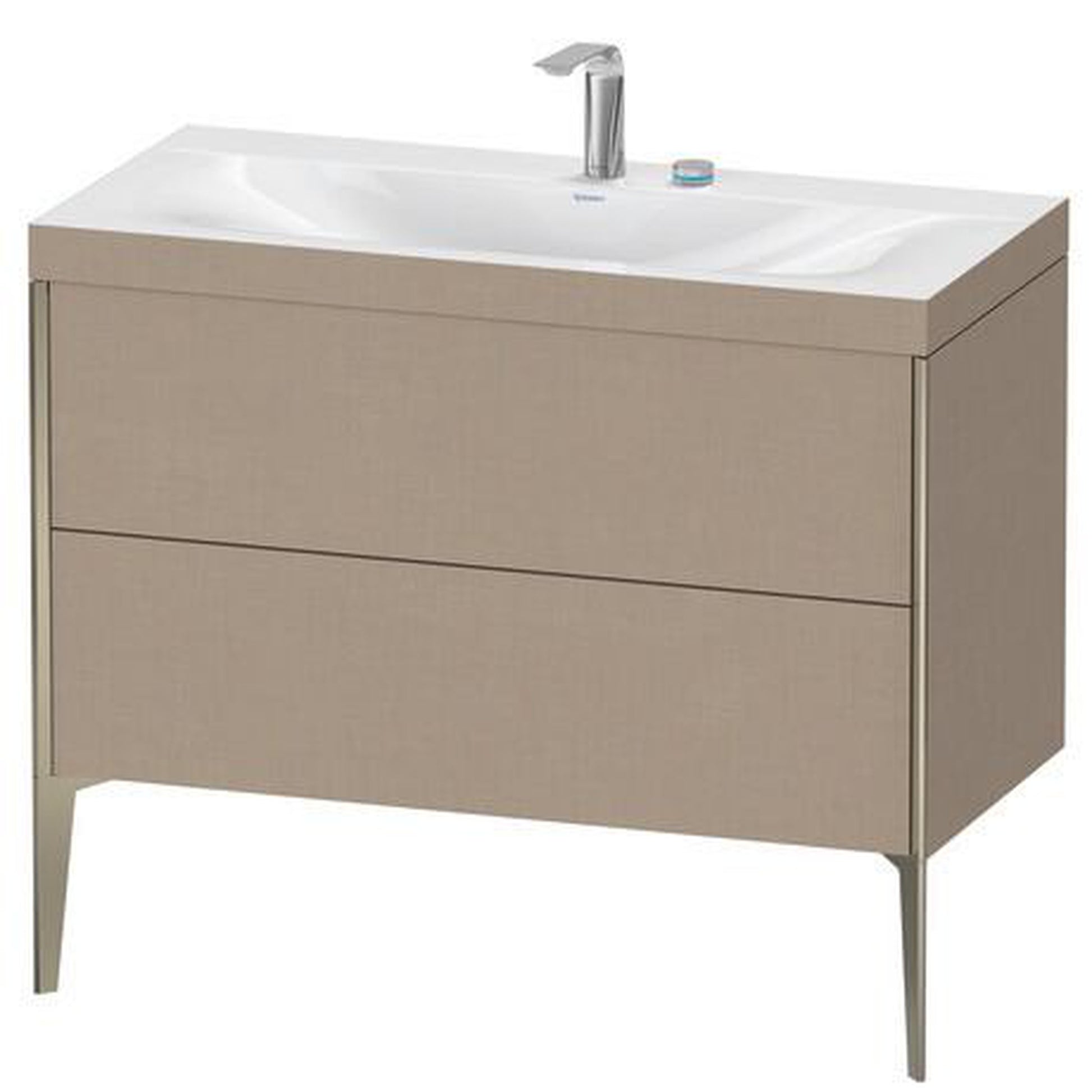 Duravit XViu 39" x 39" x 19" Two Drawer C-Bonded Floorstanding Vanity Kit With Two Tap Holes, Linen (XV4711EB175C)