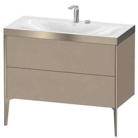 Duravit XViu 39" x 39" x 19" Two Drawer C-Bonded Floorstanding Vanity Kit With Two Tap Holes, Linen (XV4711EB175P)