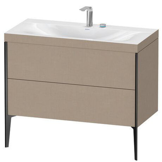Duravit XViu 39" x 39" x 19" Two Drawer C-Bonded Floorstanding Vanity Kit With Two Tap Holes, Linen (XV4711EB275C)