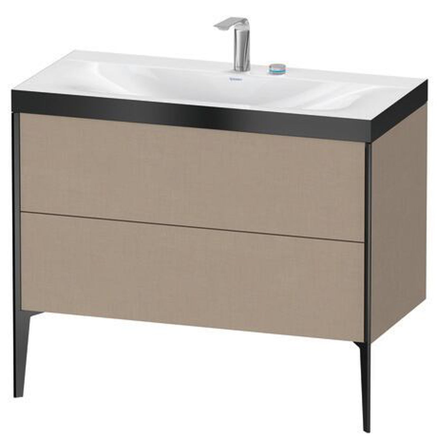Duravit XViu 39" x 39" x 19" Two Drawer C-Bonded Floorstanding Vanity Kit With Two Tap Holes, Linen (XV4711EB275P)