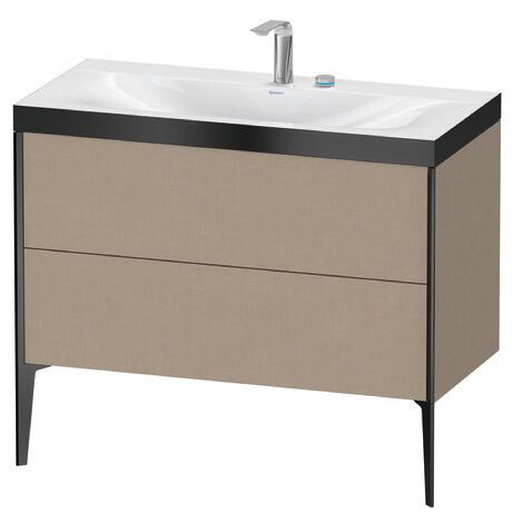 Duravit XViu 39" x 39" x 19" Two Drawer C-Bonded Floorstanding Vanity Kit With Two Tap Holes, Linen (XV4711EB275P)