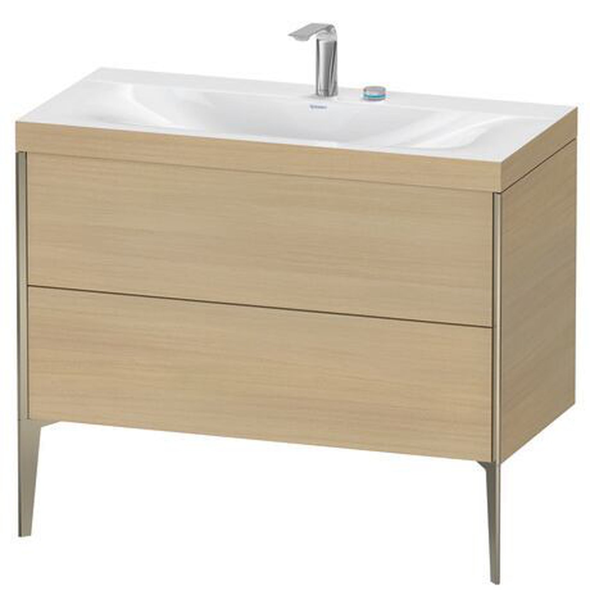 Duravit XViu 39" x 39" x 19" Two Drawer C-Bonded Floorstanding Vanity Kit With Two Tap Holes, Mediterranean Oak (XV4711EB171C)