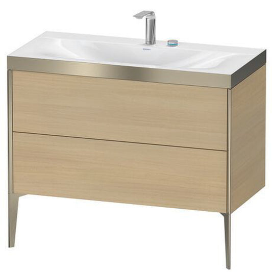 Duravit XViu 39" x 39" x 19" Two Drawer C-Bonded Floorstanding Vanity Kit With Two Tap Holes, Mediterranean Oak (XV4711EB171P)