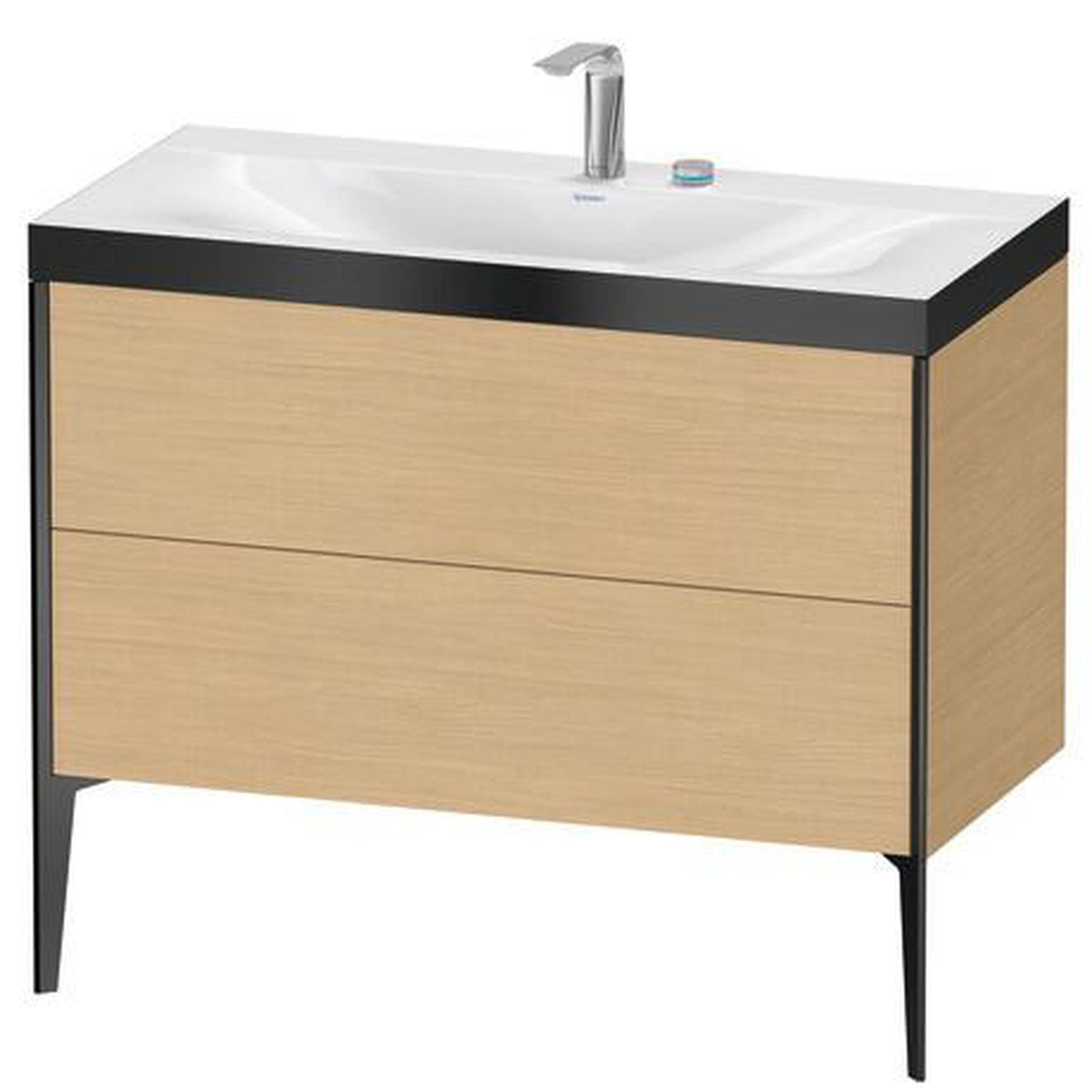Duravit XViu 39" x 39" x 19" Two Drawer C-Bonded Floorstanding Vanity Kit With Two Tap Holes, Natural Oak (XV4711EB230P)