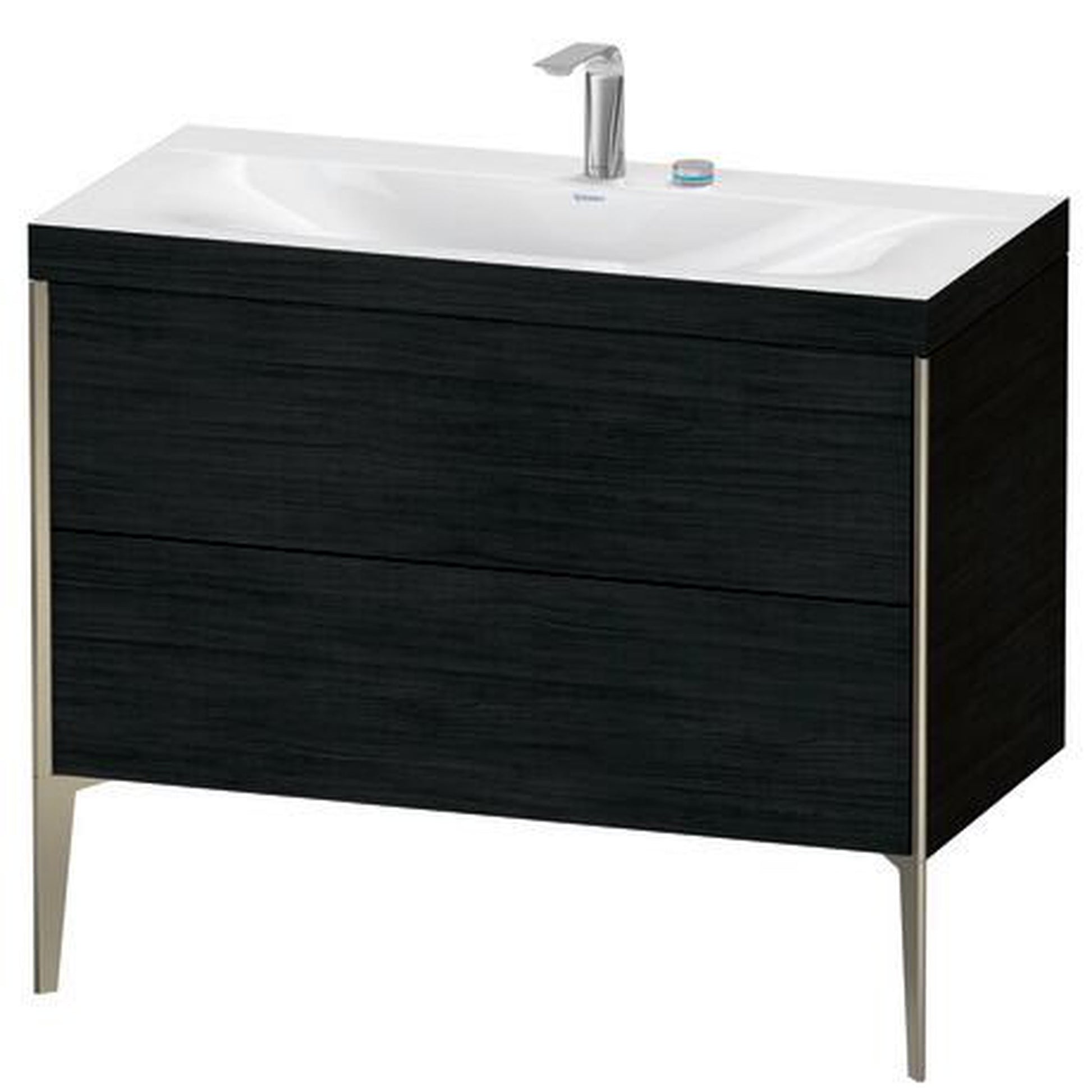 Duravit XViu 39" x 39" x 19" Two Drawer C-Bonded Floorstanding Vanity Kit With Two Tap Holes, Oak Black (XV4711EB116C)