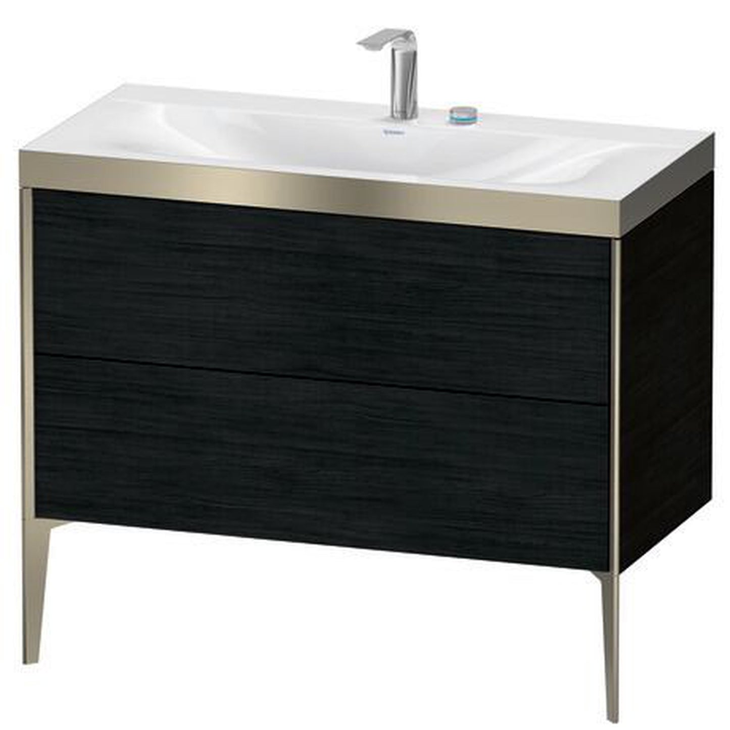 Duravit XViu 39" x 39" x 19" Two Drawer C-Bonded Floorstanding Vanity Kit With Two Tap Holes, Oak Black (XV4711EB116P)