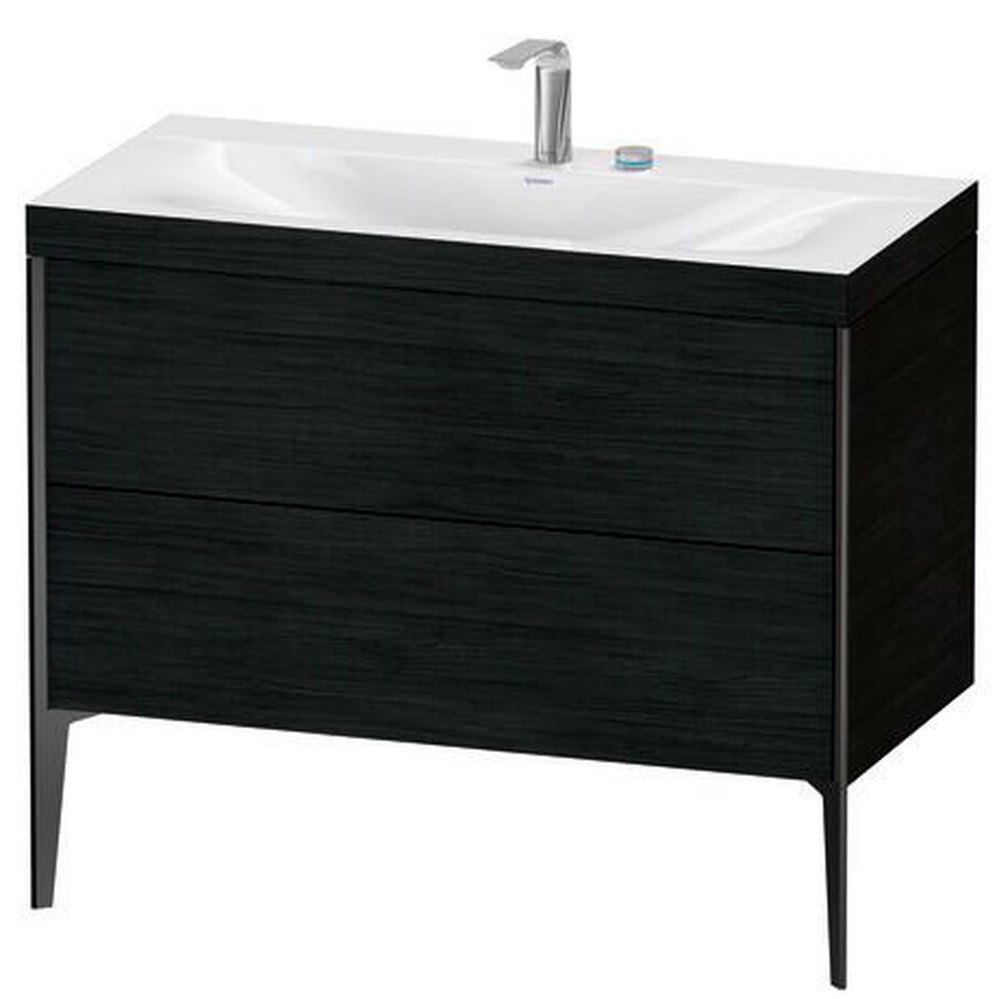 Duravit XViu 39" x 39" x 19" Two Drawer C-Bonded Floorstanding Vanity Kit With Two Tap Holes, Oak Black (XV4711EB216C)