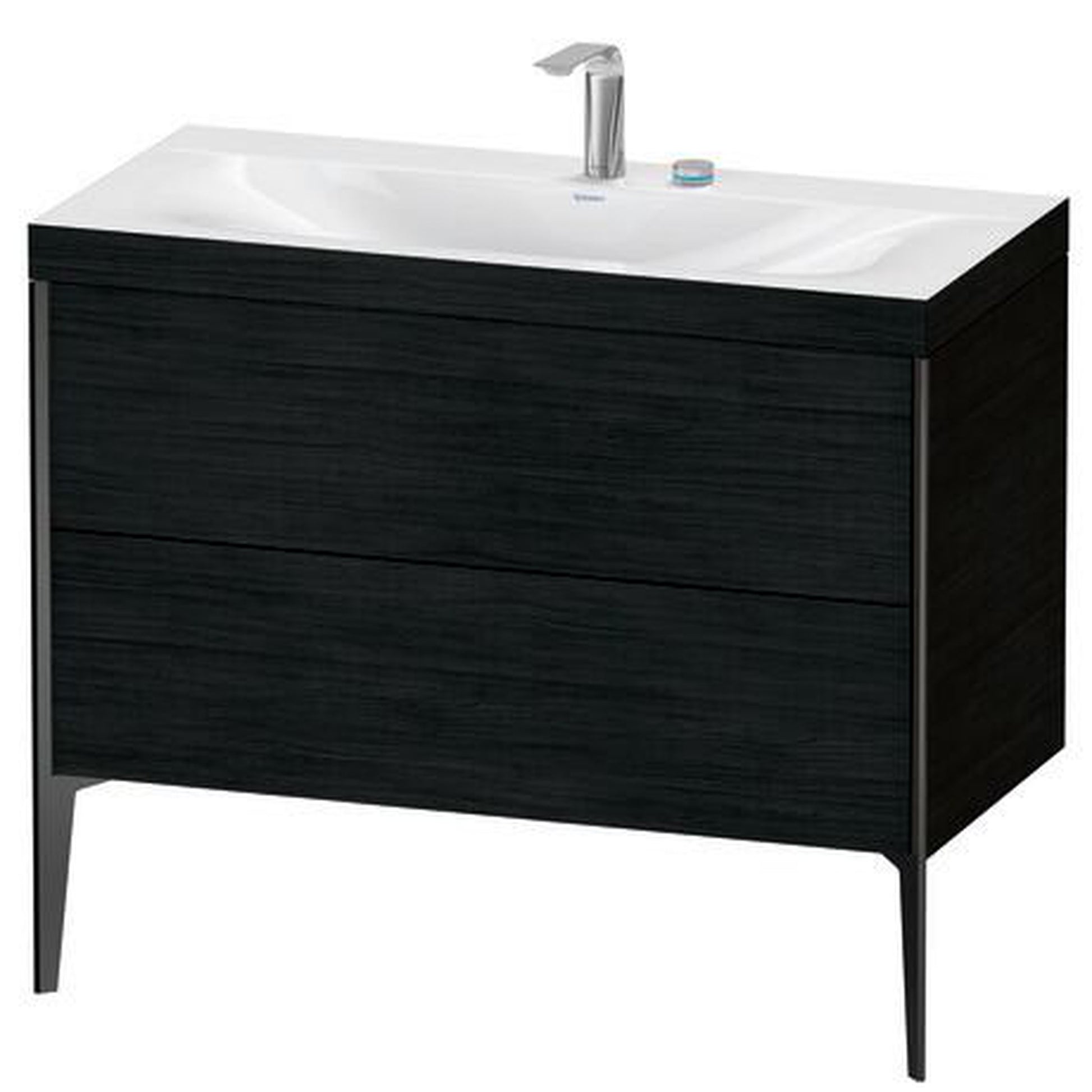Duravit XViu 39" x 39" x 19" Two Drawer C-Bonded Floorstanding Vanity Kit With Two Tap Holes, Oak Black (XV4711EB216C)