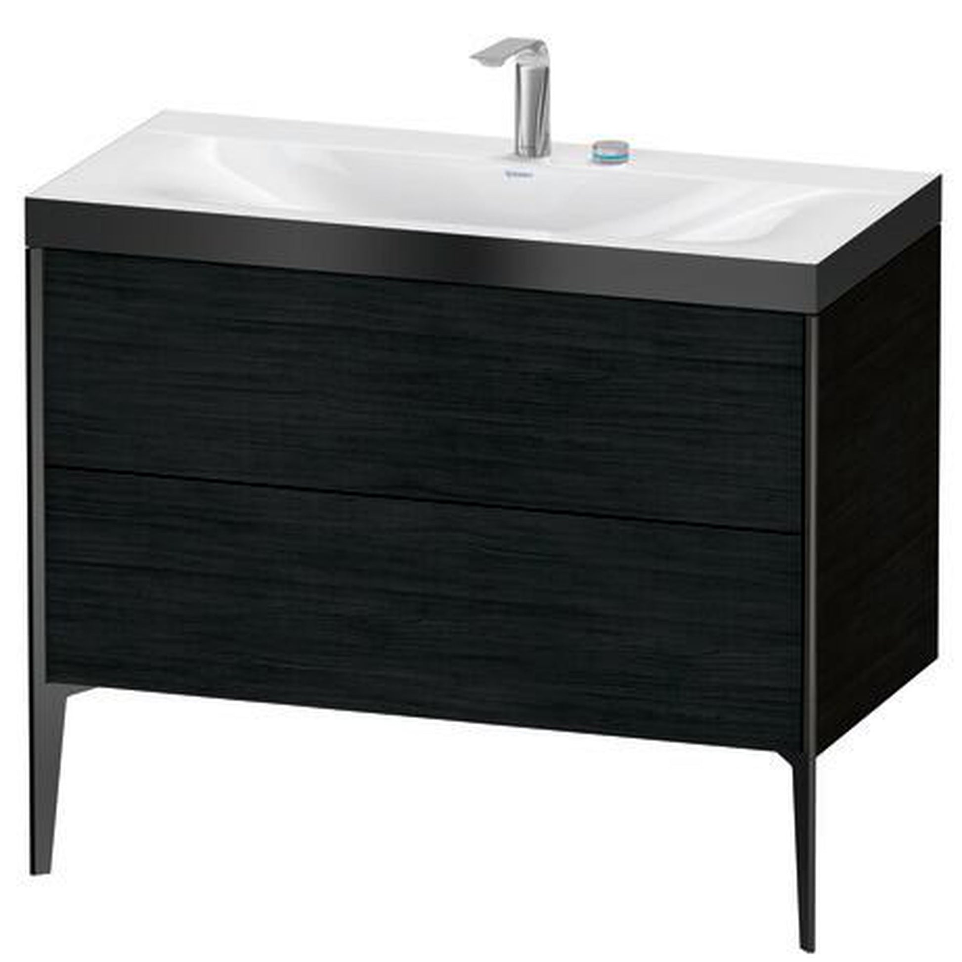 Duravit XViu 39" x 39" x 19" Two Drawer C-Bonded Floorstanding Vanity Kit With Two Tap Holes, Oak Black (XV4711EB216P)