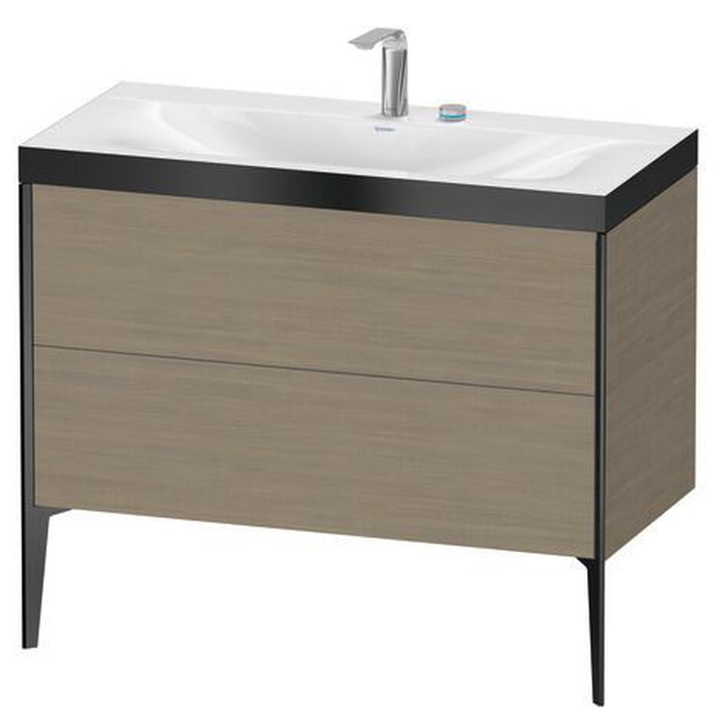 Duravit XViu 39" x 39" x 19" Two Drawer C-Bonded Floorstanding Vanity Kit With Two Tap Holes, Oak Terra (XV4711EB235P)