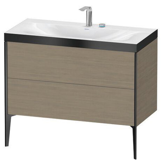 Duravit XViu 39" x 39" x 19" Two Drawer C-Bonded Floorstanding Vanity Kit With Two Tap Holes, Oak Terra (XV4711EB235P)